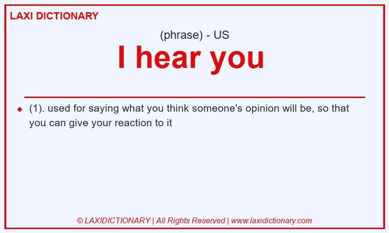 Definition I hear you  in American English