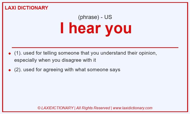 Definition I hear you in American English