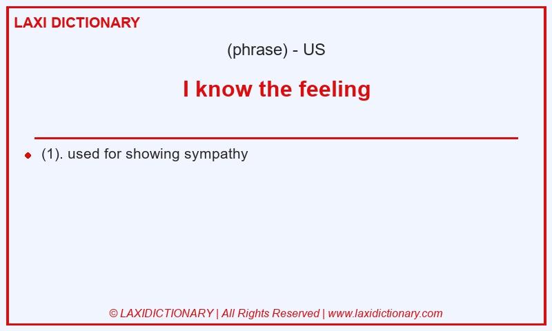 Definition I know the feeling in American English