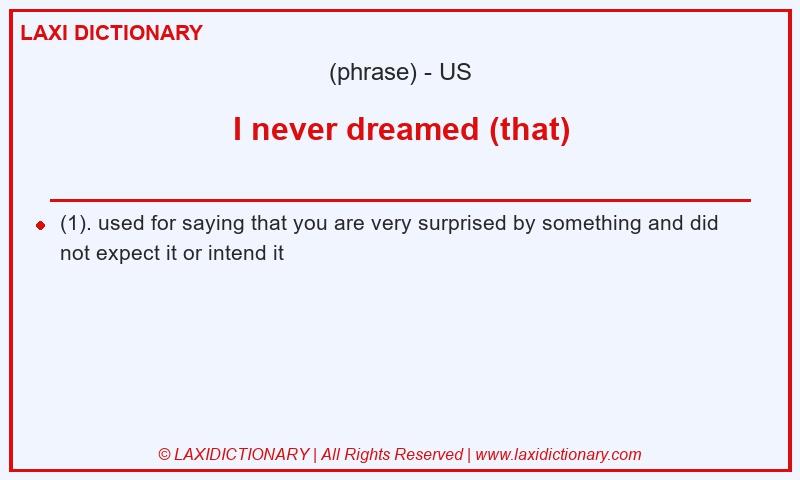 Definition I never dreamed (that) in American English