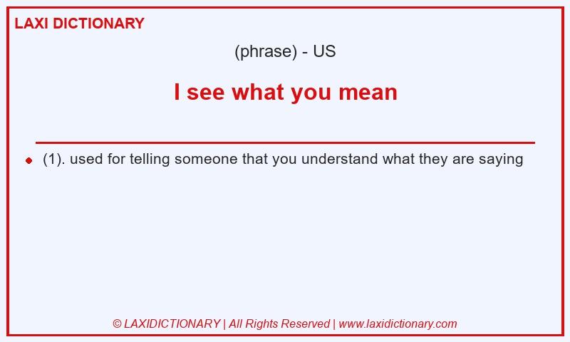 Definition I see what you mean in American English