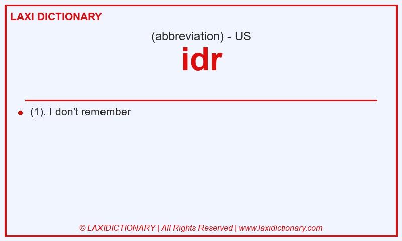 Definition idr in American English