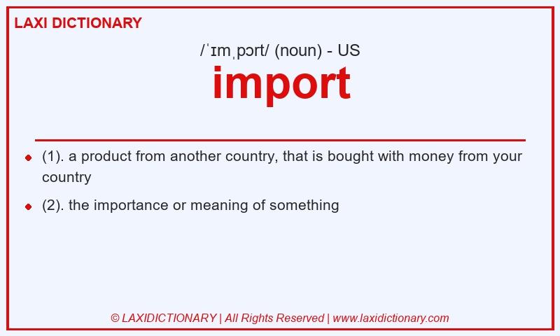 Definition import in American English