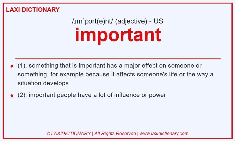 Definition important in American English