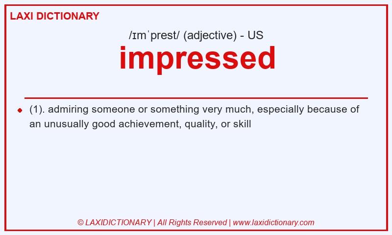 Definition impressed in American English