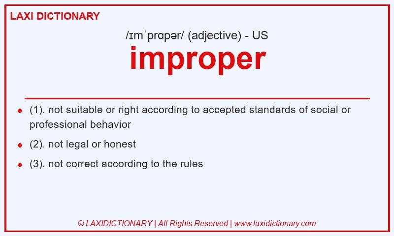 Definition improper in American English