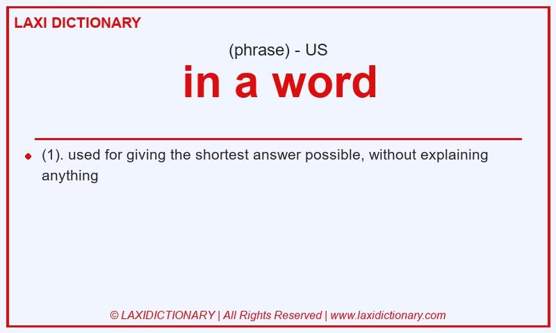 Definition in a word in American English