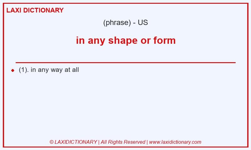 Definition in any shape or form in American English