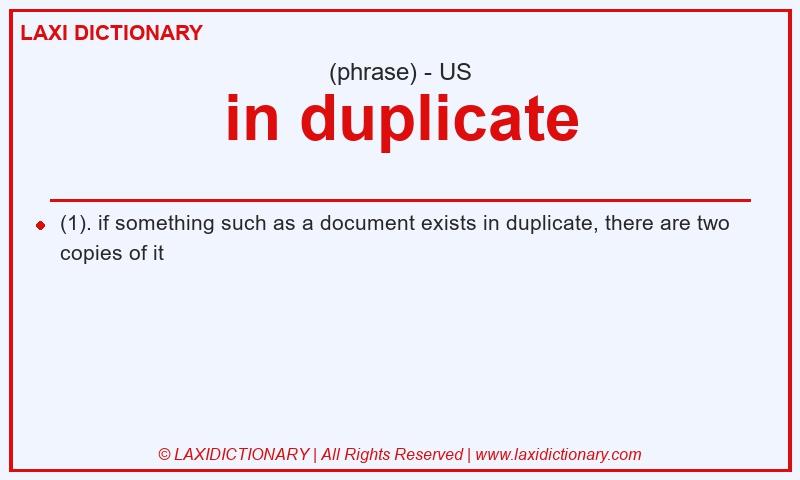 Definition in duplicate in American English