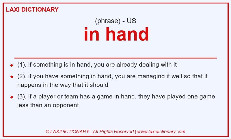 Definition in hand in American English