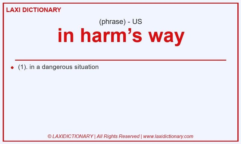 Definition in harm’s way in American English