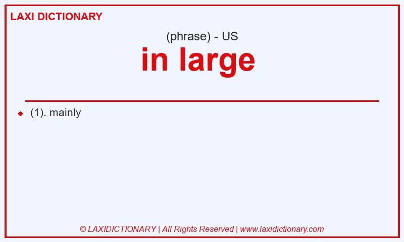 Definition in large  in American English