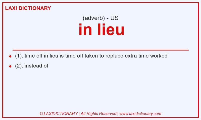 Definition in lieu in American English