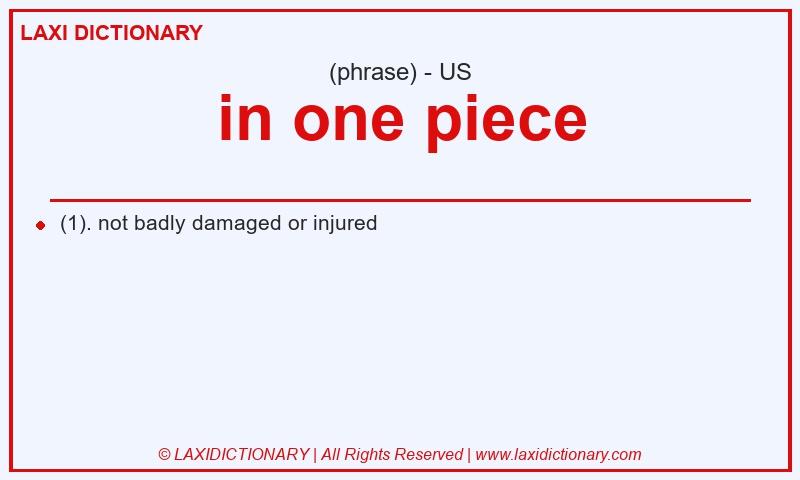 Definition in one piece in American English