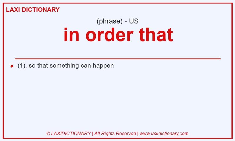 Definition in order that in American English