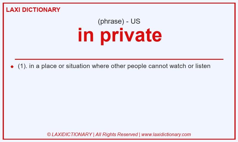 Definition in private in American English