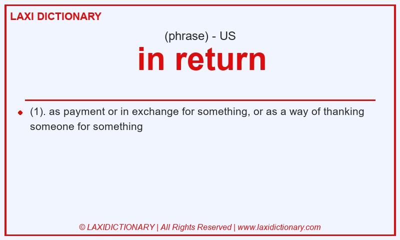 Definition in return in American English