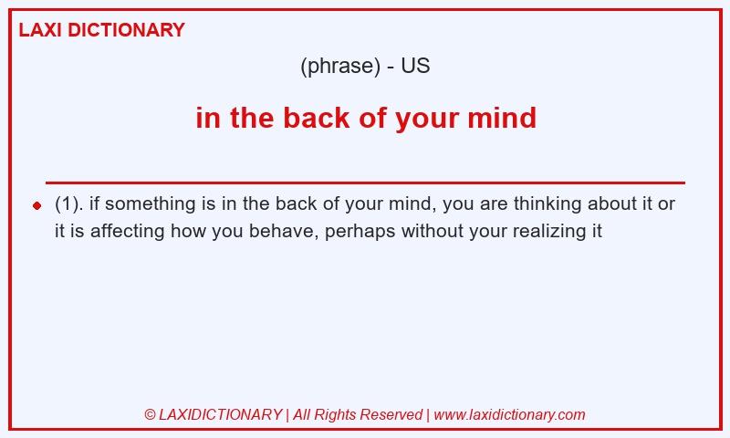 Definition in the back of your mind in American English