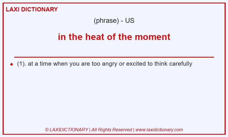 Definition in the heat of the moment in American English