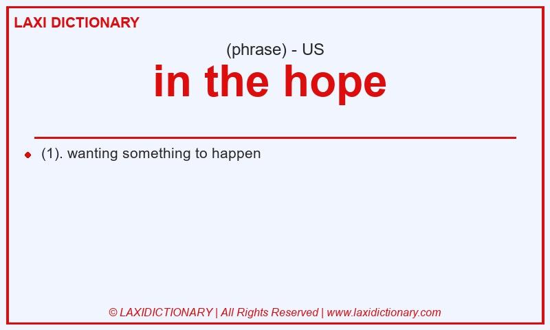 Definition in the hope  in American English