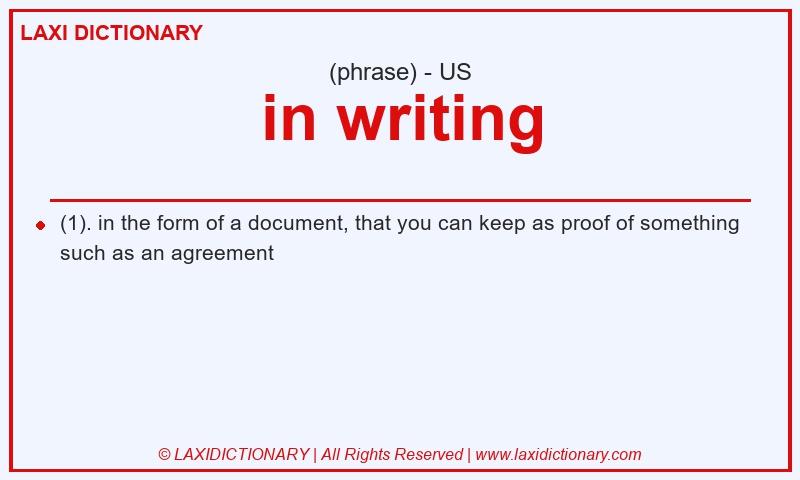 Definition in writing in American English