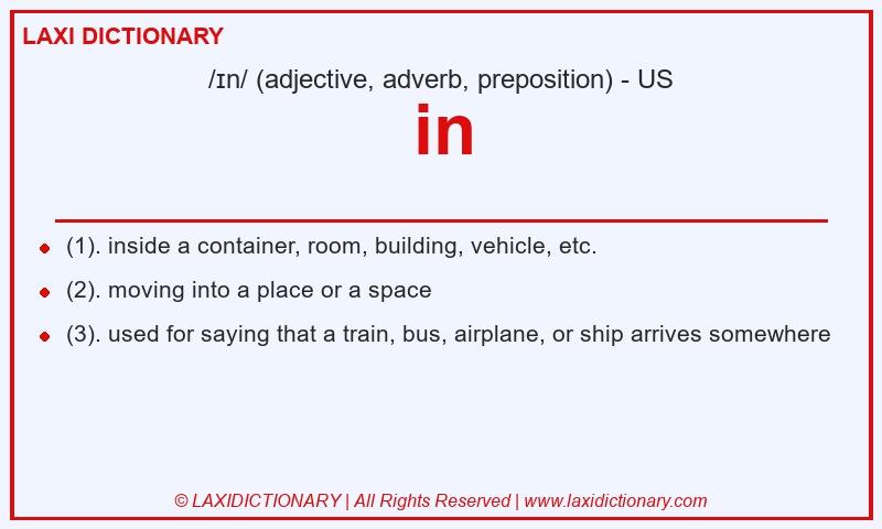 Definition in in American English