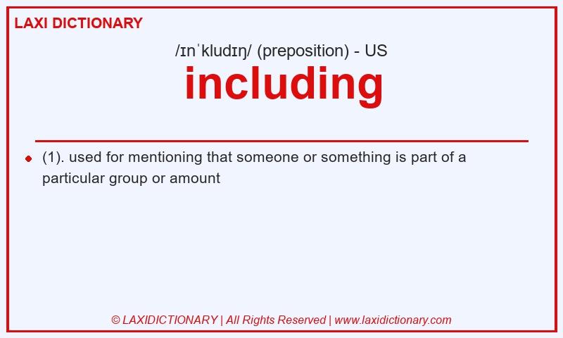 Definition including in American English