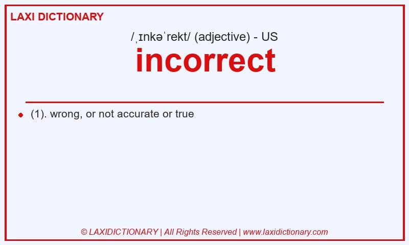 Definition incorrect in American English
