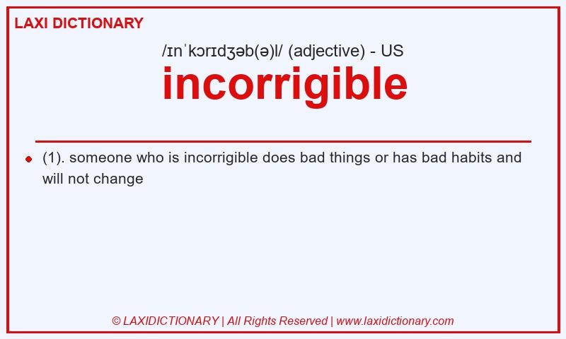 Definition incorrigible in American English