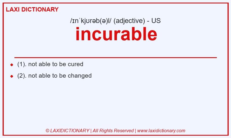 Definition incurable in American English