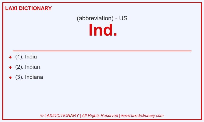 Definition Ind. in American English