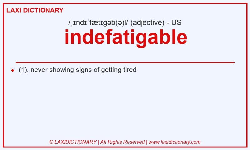 Definition indefatigable in American English