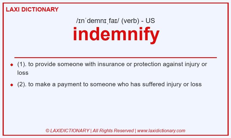 Definition indemnify in American English