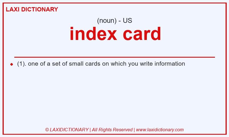 Definition index card in American English