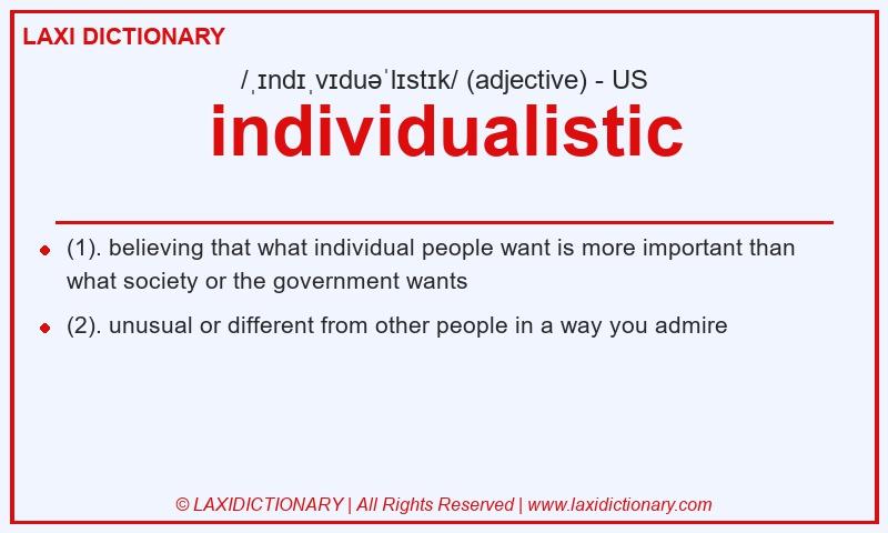 Definition individualistic in American English