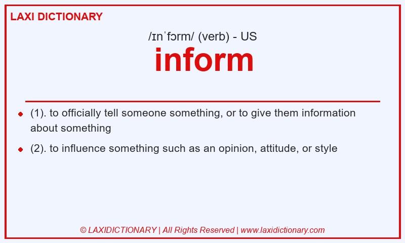 Definition inform in American English