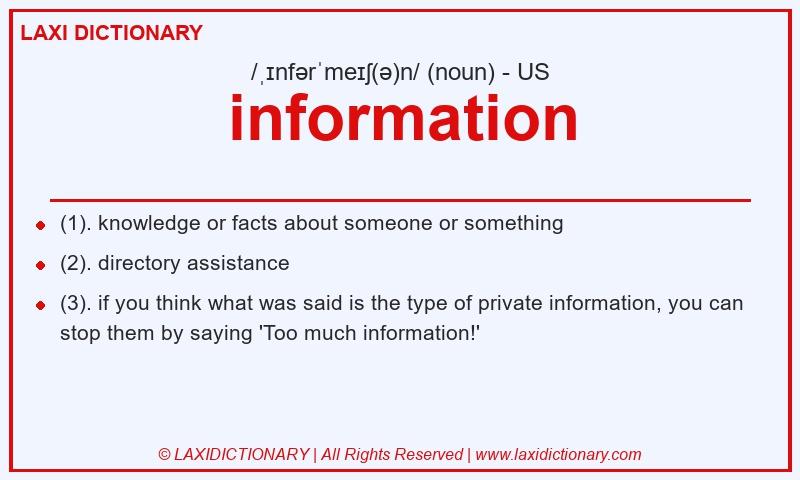 Definition information in American English