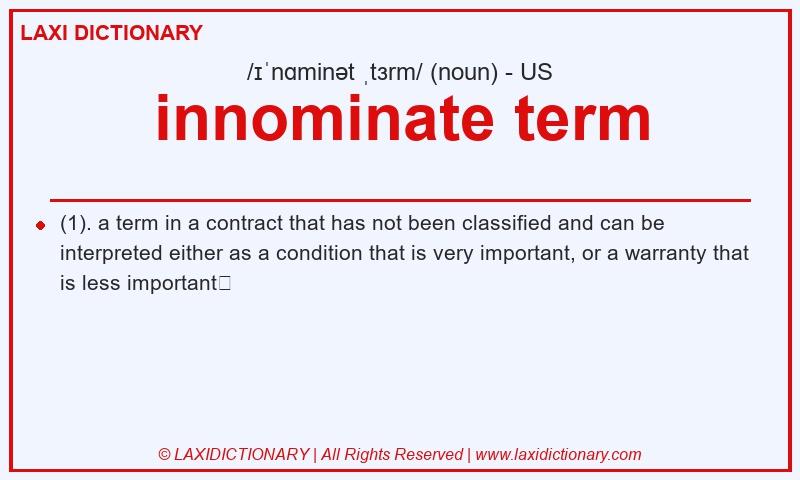 Definition innominate term in American English