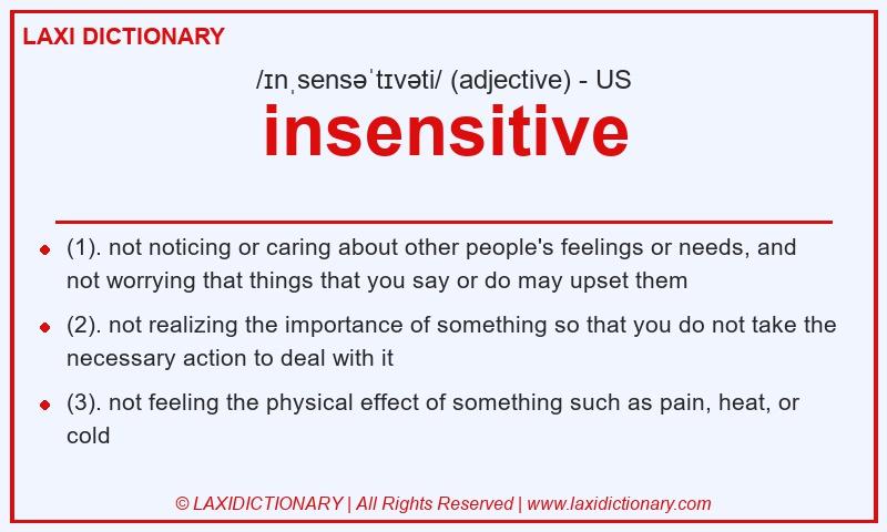 Definition insensitive in American English