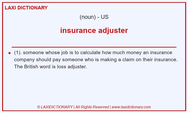 Definition insurance adjuster in American English
