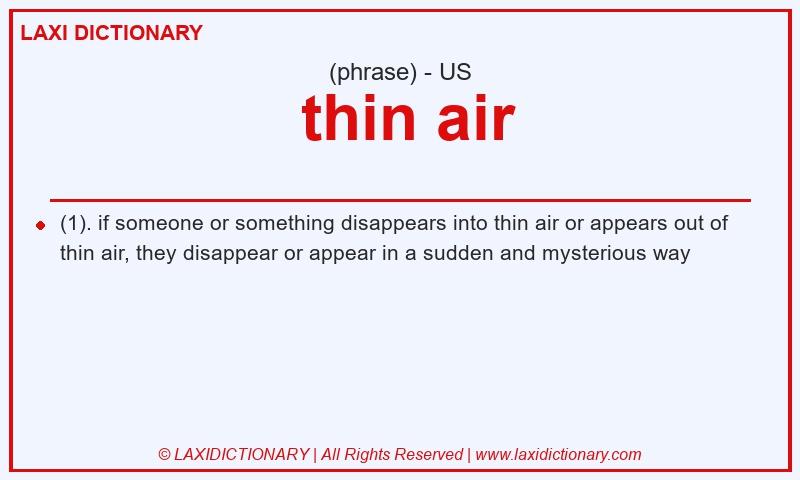 Definition thin air in American English