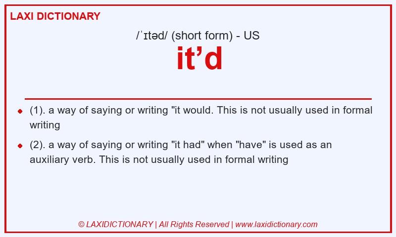 Definition it’d in American English