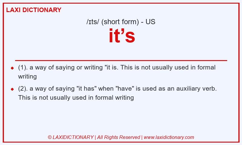 Definition it’s in American English
