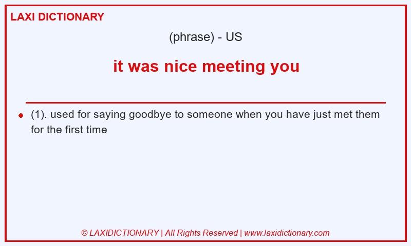 Definition it was nice meeting you in American English