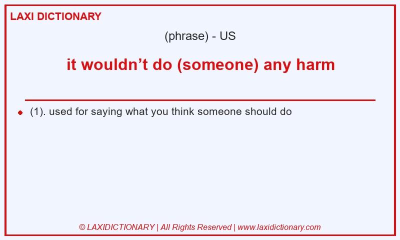 Definition it wouldn’t do (someone) any harm in American English