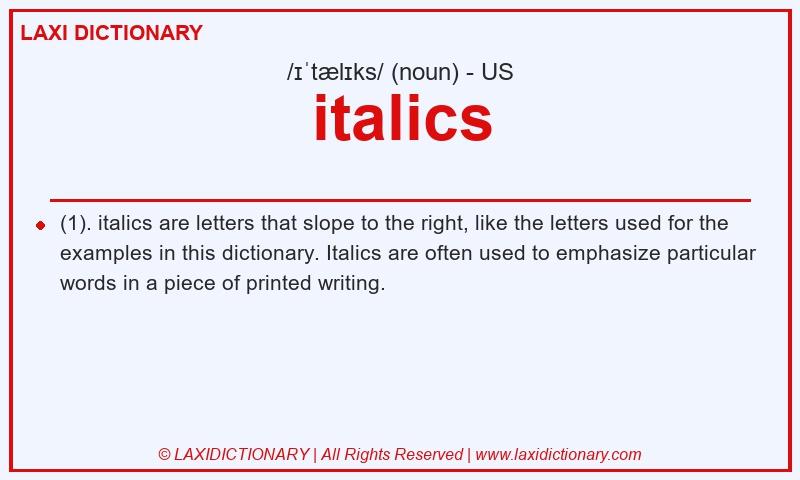 Definition italics in American English