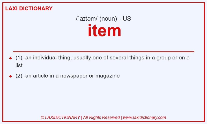 Definition item in American English
