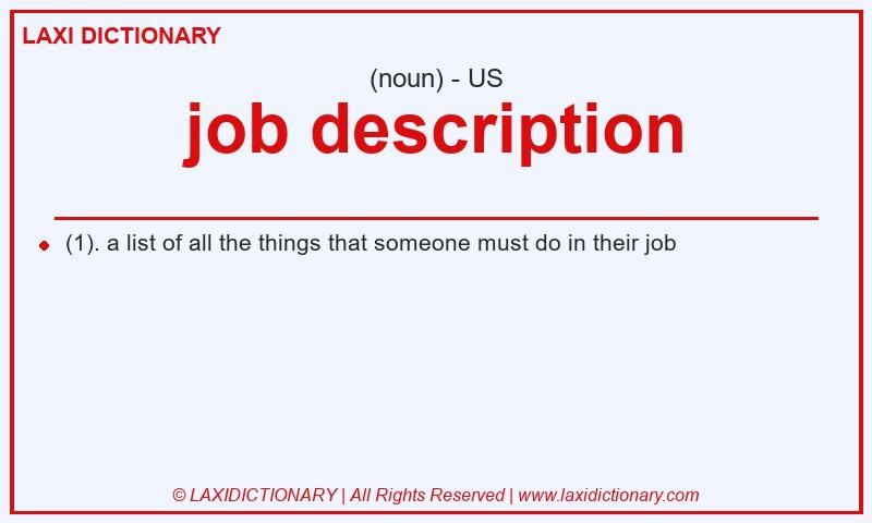 Definition job description in American English