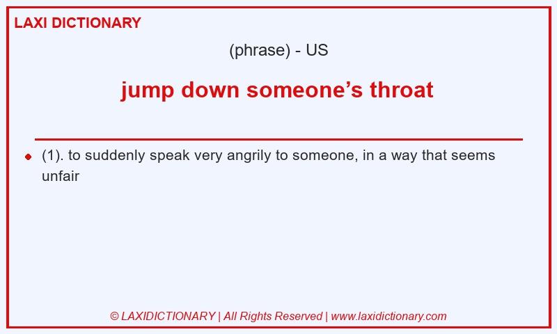 Definition jump down someone’s throat in American English