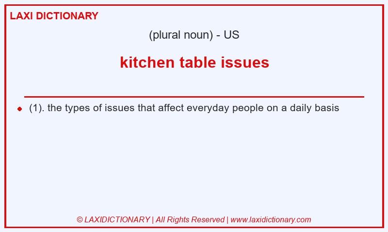 Definition kitchen table issues in American English